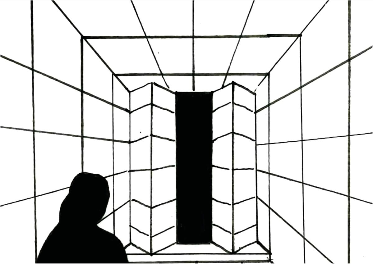 Tegneserierute: en hånd peker på et panel med to trekanter, opp og ned.